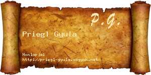 Priegl Gyula névjegykártya